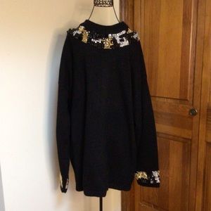 Eugenia bejeweled sweater, black 3X